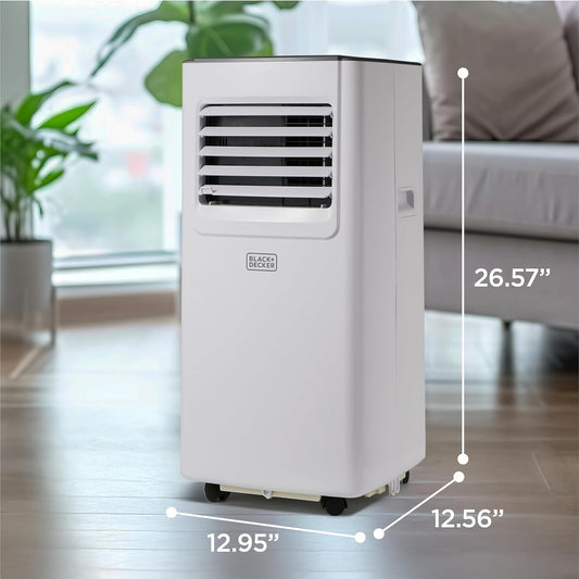 BLACK+DECKER 8000 BTU portable AC, WiFi control, fan & dehumidifier, Alexa/Google compatible.