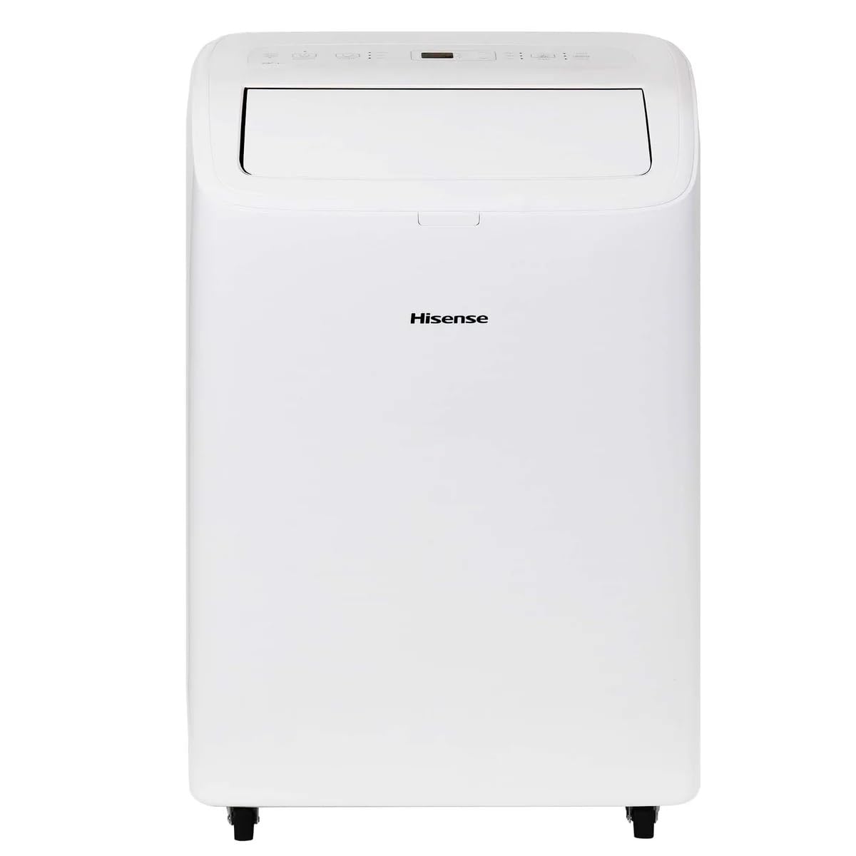 Hisense 8000 BTU dual-hose portable AC, inverter tech, 350 sq ft cooling, quiet 42 dB operation.