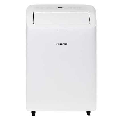 Hisense 8000 BTU dual-hose portable AC, inverter tech, 350 sq ft cooling, quiet 42 dB operation.