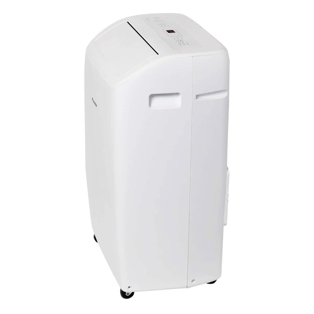 Hisense 8000 BTU dual-hose portable AC, inverter tech, 350 sq ft cooling, quiet 42 dB operation.