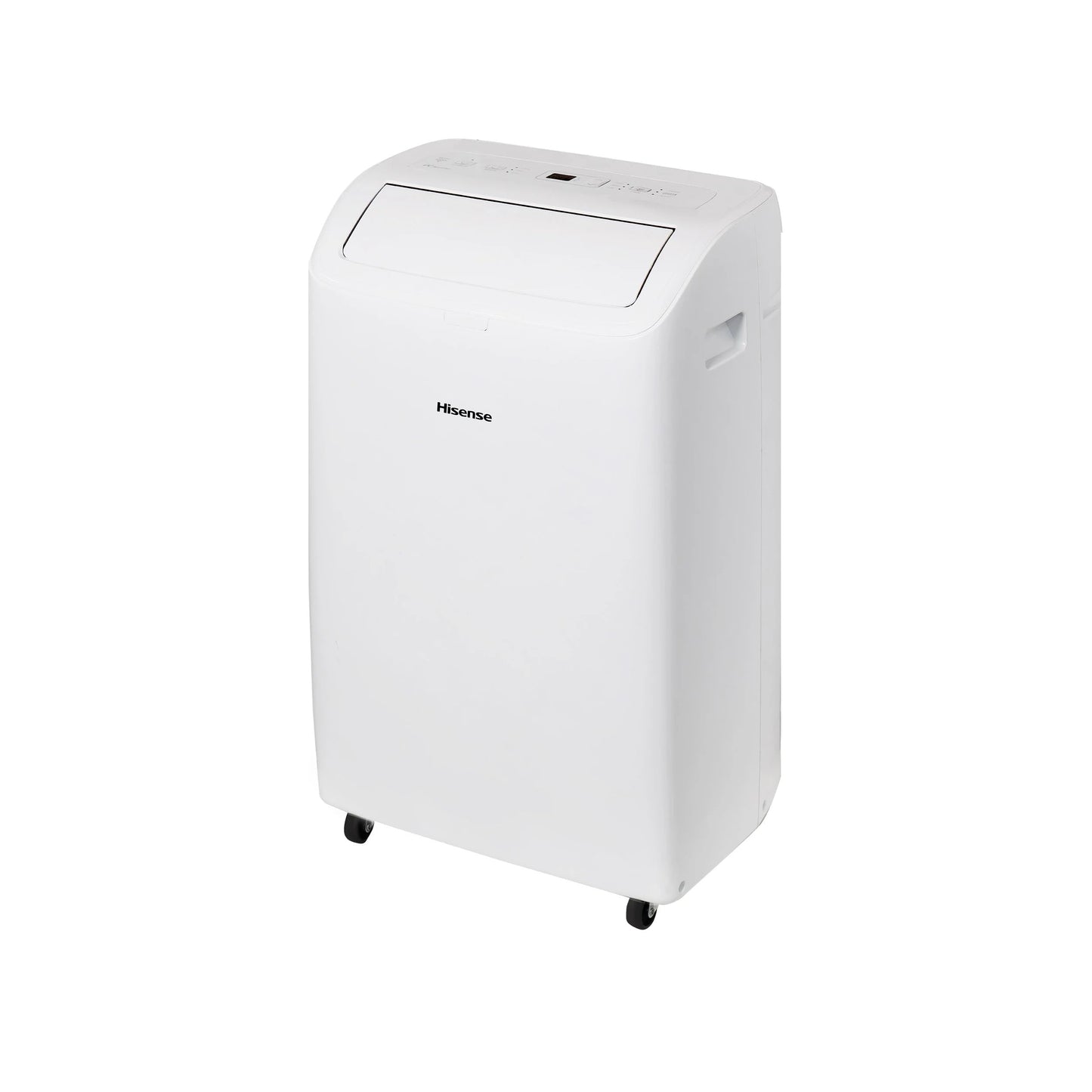 Hisense 8000 BTU dual-hose portable AC, inverter tech, 350 sq ft cooling, quiet 42 dB operation.