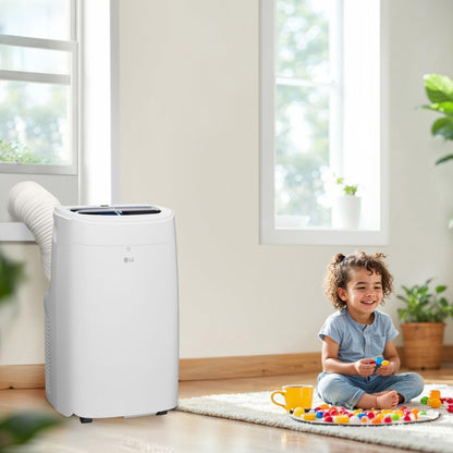 LG 7300 BTU smart portable air conditioner, 300 sq ft cooling, WiFi + ThinQ + Alexa/Google support.