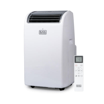 BLACK+DECKER 14000 BTU portable AC with heating, 700 sq ft room coverage, smart controls.