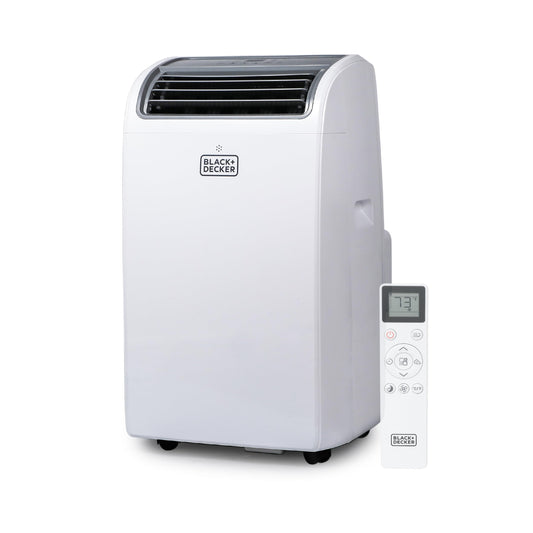 BLACK+DECKER 14000 BTU portable AC with heating, 700 sq ft room coverage, smart controls.