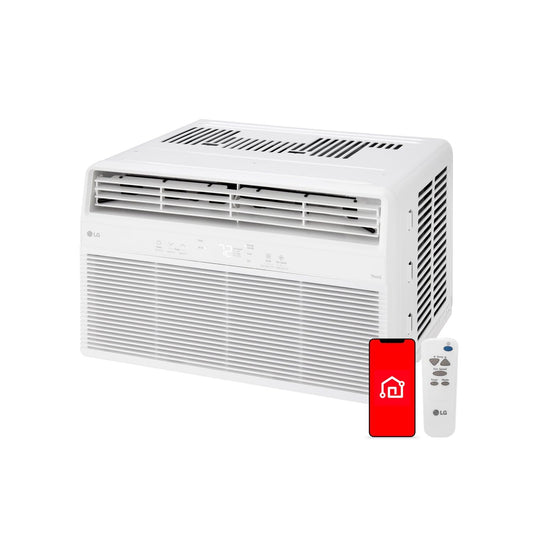LG 8000 BTU smart window air conditioner, dehumidifier mode, remote control, medium room cooling.
