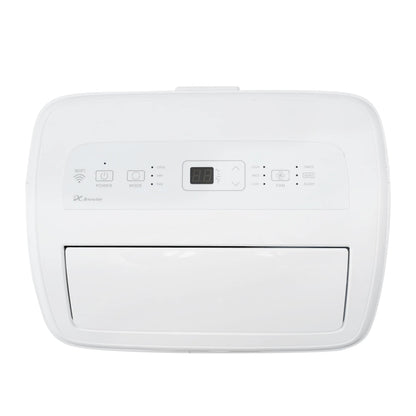 Hisense 8000 BTU dual-hose portable AC, inverter tech, 350 sq ft cooling, quiet 42 dB operation.