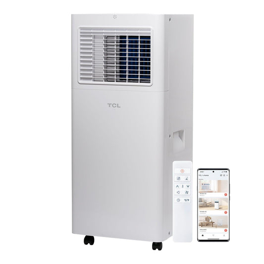 TCL H6P44W 6000 BTU smart portable AC, 3-in-1 cooling, fan & dehumidifier, app + Alexa control.