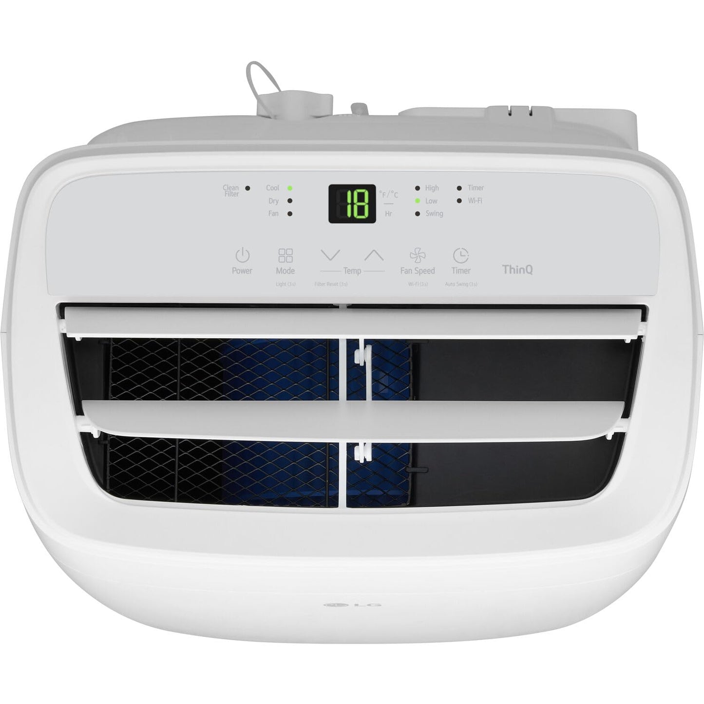 LG 7300 BTU smart portable air conditioner, 300 sq ft cooling, WiFi + ThinQ + Alexa/Google support.