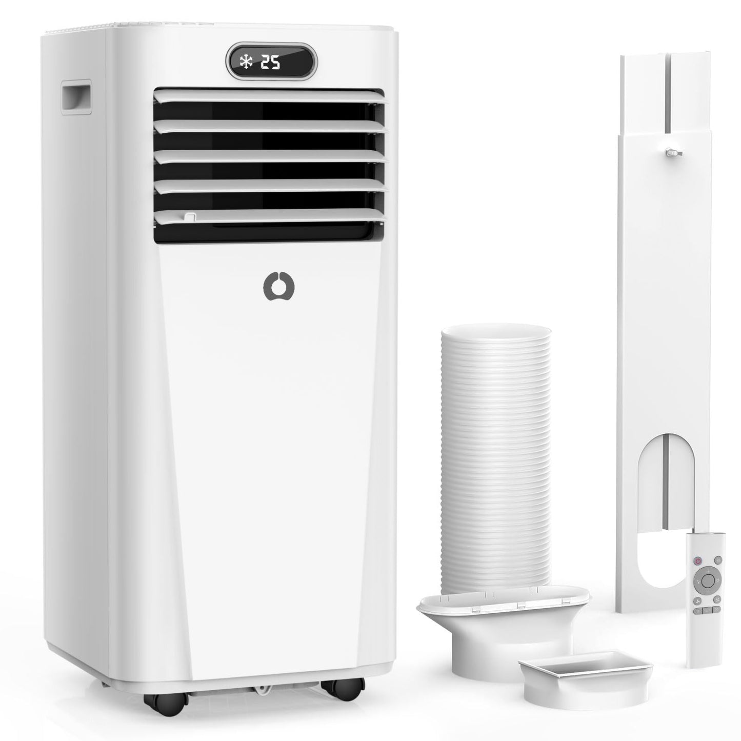 10000 BTU portable 3-in-1 AC unit, 450 sq ft coverage, sleep mode, timer, window kit included.