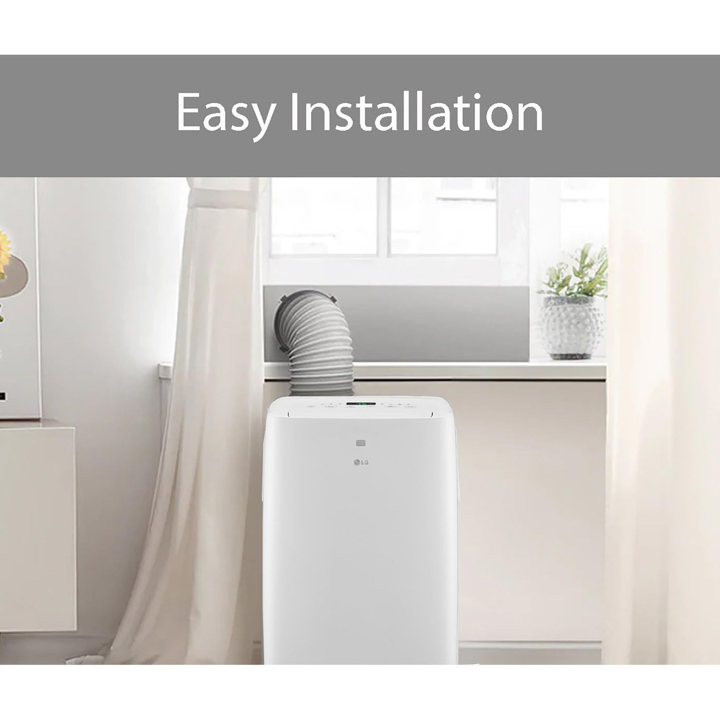 LG 6000 BTU portable AC, quiet operation, 250 sq ft cooling, remote control included.