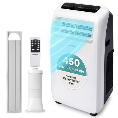 SereneLife 12000 BTU portable air conditioner, built-in dehumidifier, up to 550 sq ft coverage.