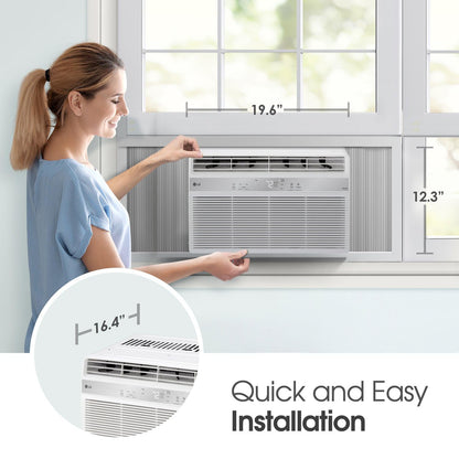 LG 8000 BTU smart window air conditioner, dehumidifier mode, remote control, medium room cooling.