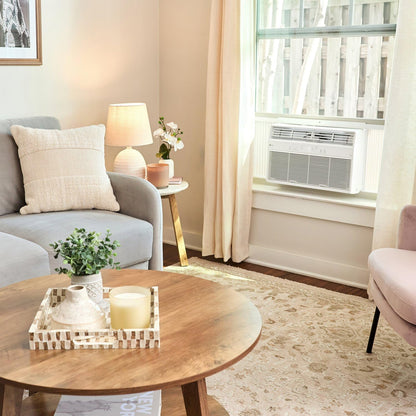 LG 8000 BTU smart window air conditioner, dehumidifier mode, remote control, medium room cooling.