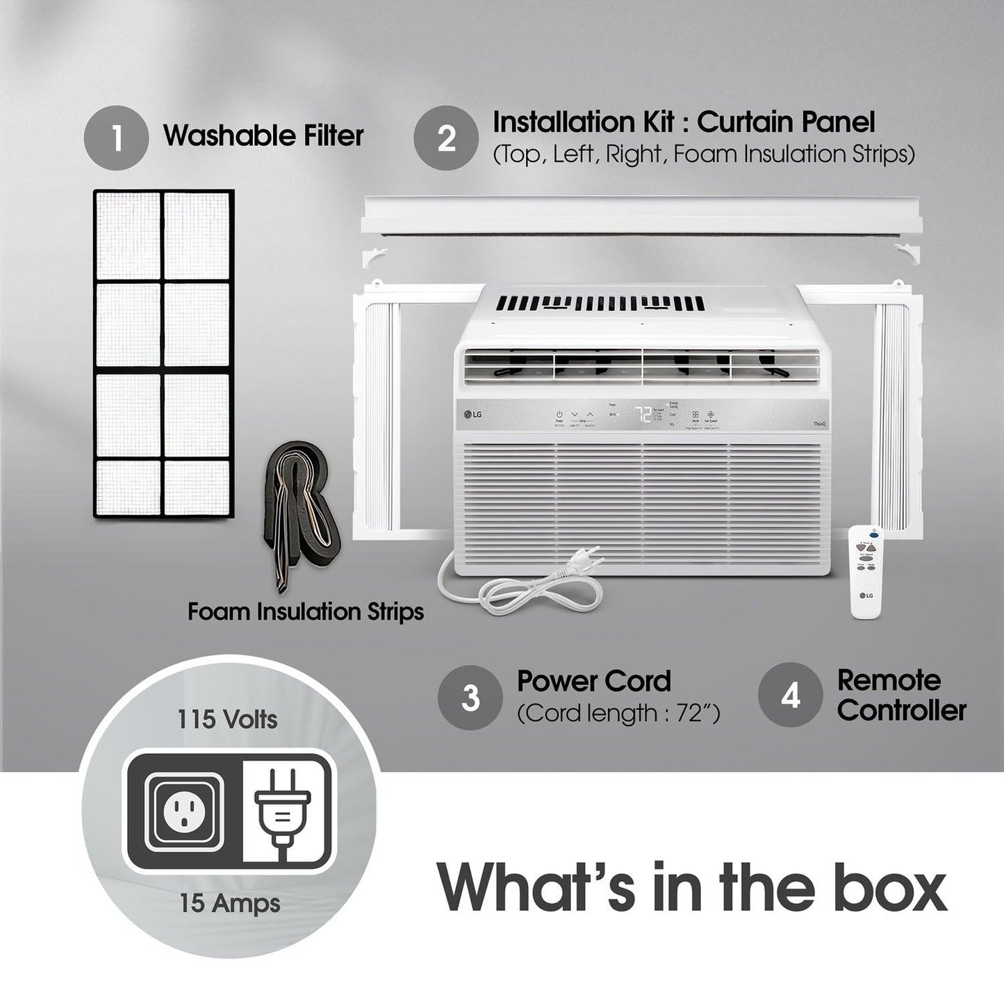 LG 8000 BTU smart window air conditioner, dehumidifier mode, remote control, medium room cooling.