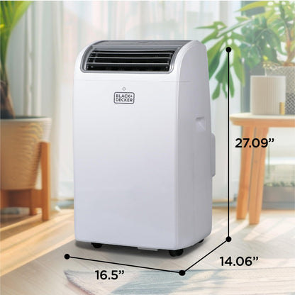 BLACK+DECKER 14000 BTU portable AC with heating, 700 sq ft room coverage, smart controls.