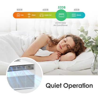 LG 8000 BTU smart window air conditioner, dehumidifier mode, remote control, medium room cooling.
