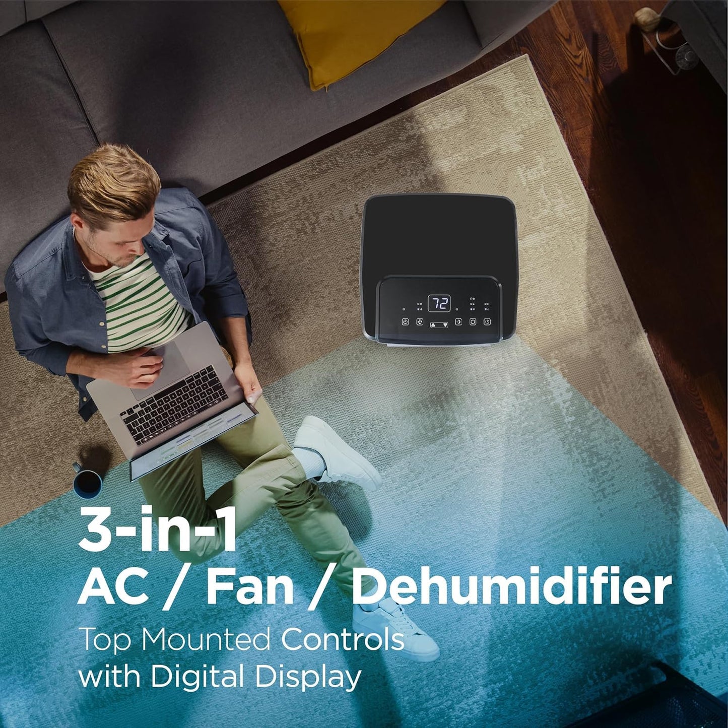 BLACK+DECKER 8000 BTU portable AC, WiFi control, fan & dehumidifier, Alexa/Google compatible.